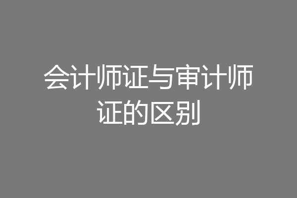 会计师证与审计师证的区别