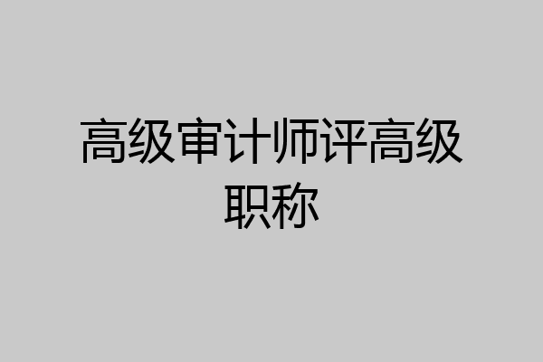 高级审计师评高级职称