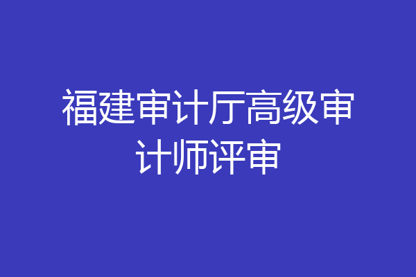 福建审计厅高级审计师评审
