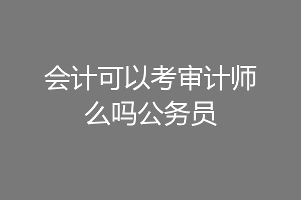 会计可以考审计师么吗公务员