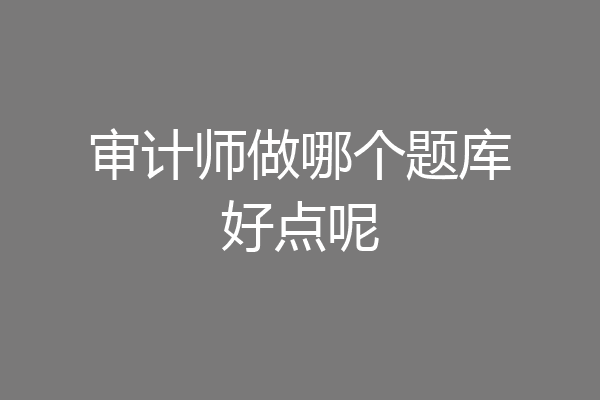 审计师做哪个题库好点呢