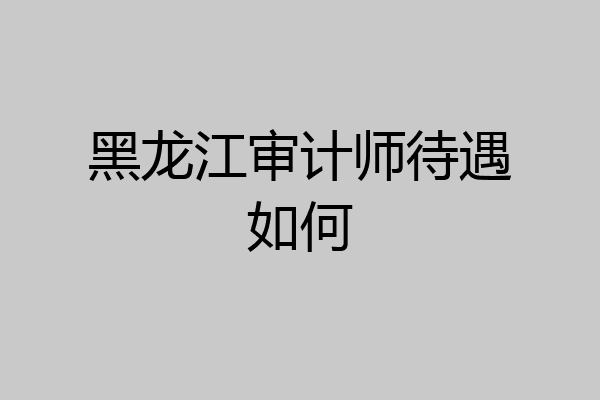 黑龙江审计师待遇如何