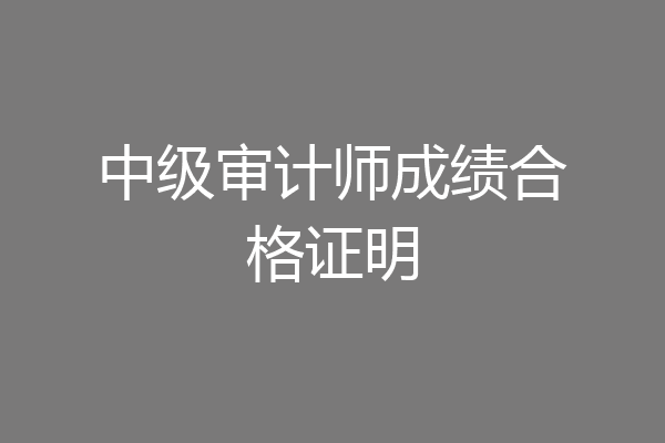 中级审计师成绩合格证明