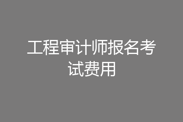 工程审计师报名考试费用