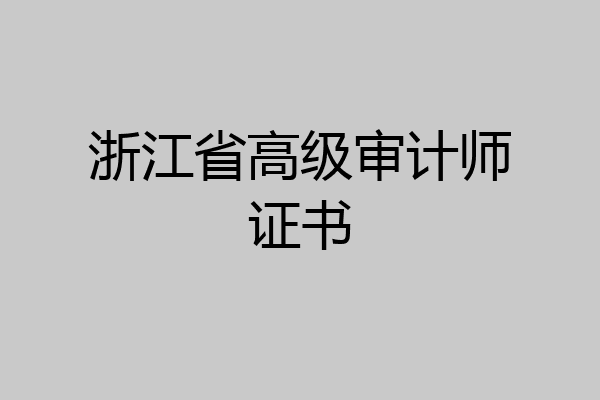 浙江省高级审计师证书