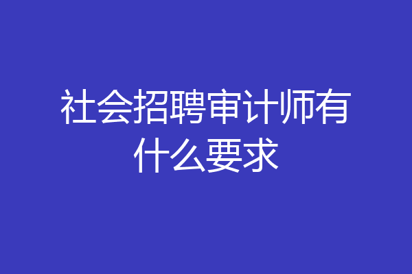 社会招聘审计师有什么要求