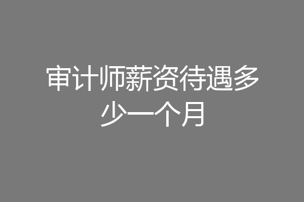 审计师薪资待遇多少一个月