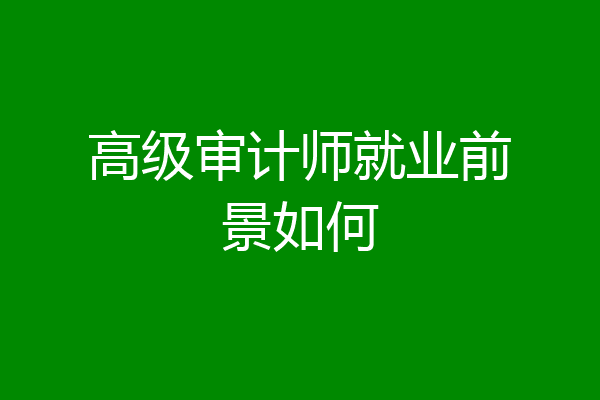高级审计师就业前景如何