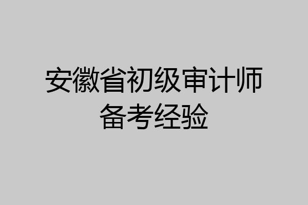 安徽省初级审计师备考经验