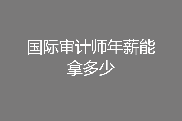 国际审计师年薪能拿多少