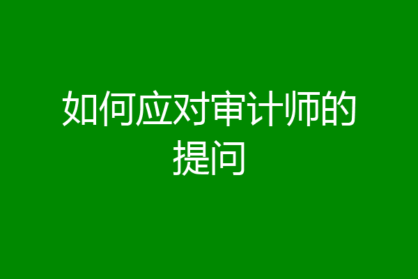 如何应对审计师的提问