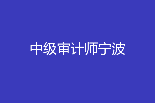 中级审计师宁波