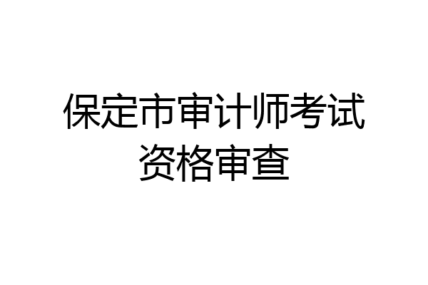 保定市审计师考试资格审查