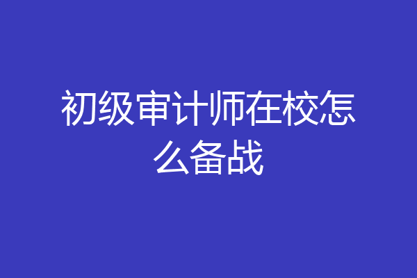 初级审计师在校怎么备战