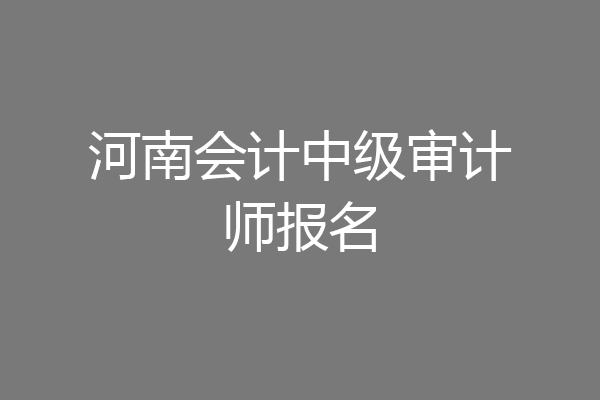 河南会计中级审计师报名