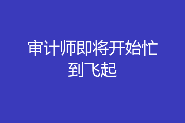 审计师即将开始忙到飞起