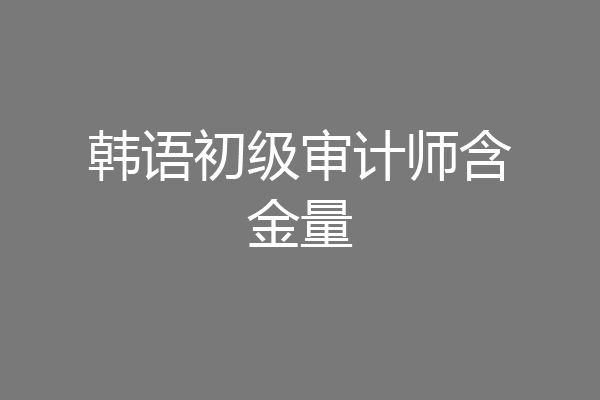 韩语初级审计师含金量