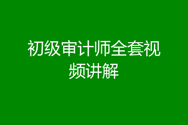 初级审计师全套视频讲解