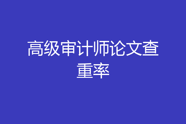 高级审计师论文查重率