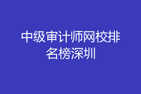 中级审计师网校排名榜深圳