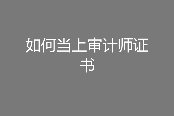 如何当上审计师证书