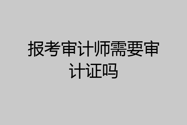 报考审计师需要审计证吗