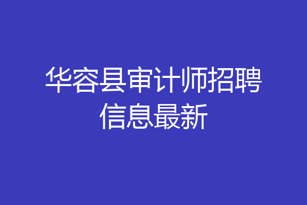 华容县审计师招聘信息最新