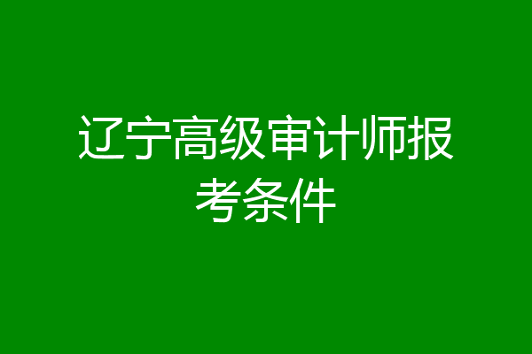 辽宁高级审计师报考条件