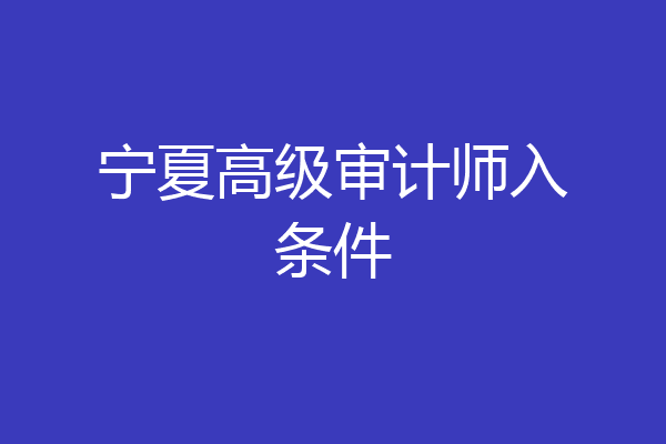 宁夏高级审计师入条件