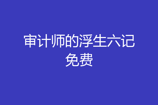 审计师的浮生六记免费