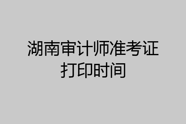 湖南审计师准考证打印时间
