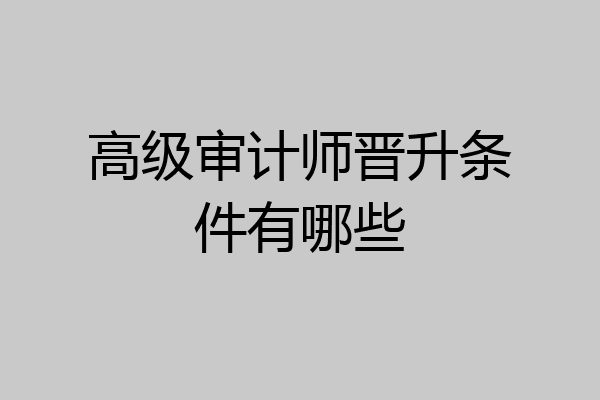 高级审计师晋升条件有哪些
