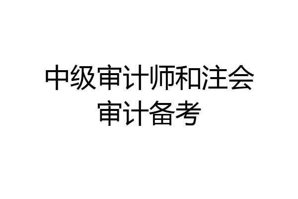 中级审计师和注会审计备考