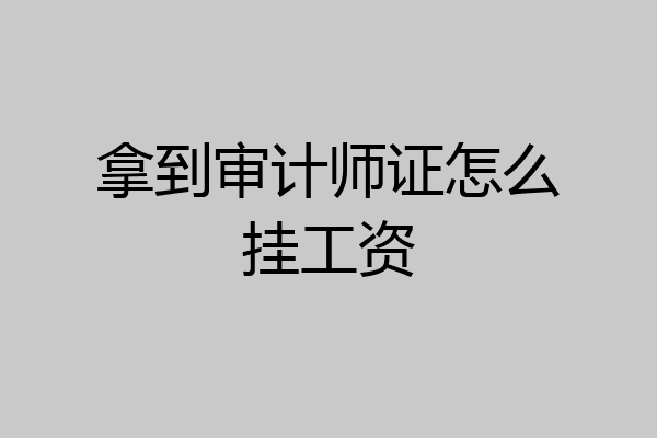 拿到审计师证怎么挂工资