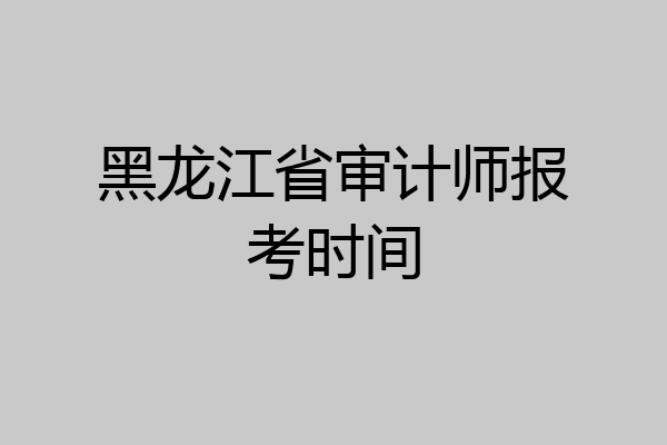 黑龙江省审计师报考时间
