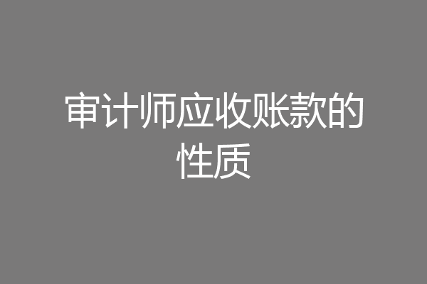 审计师应收账款的性质