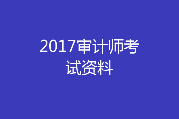 2017审计师考试资料