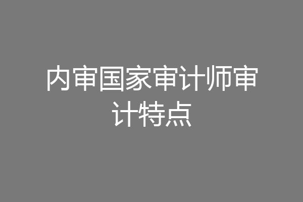 内审国家审计师审计特点