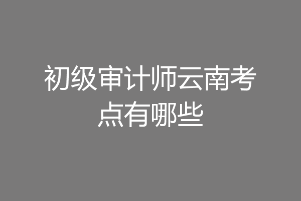 初级审计师云南考点有哪些