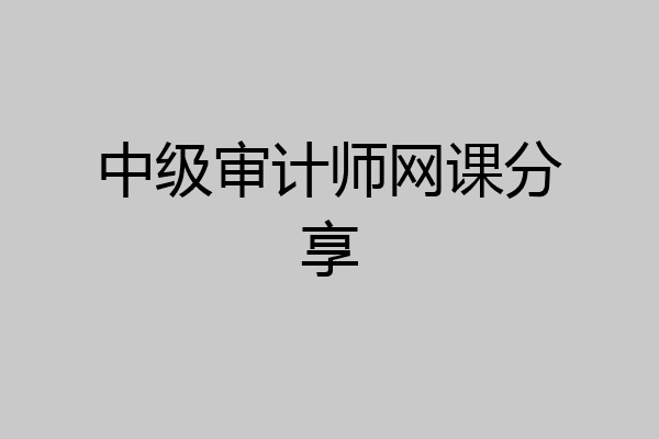 中级审计师网课分享