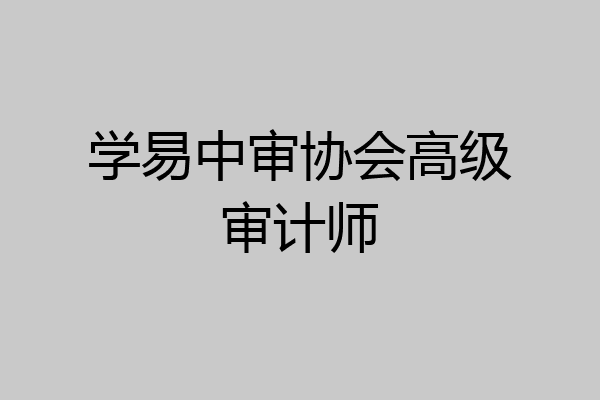 学易中审协会高级审计师