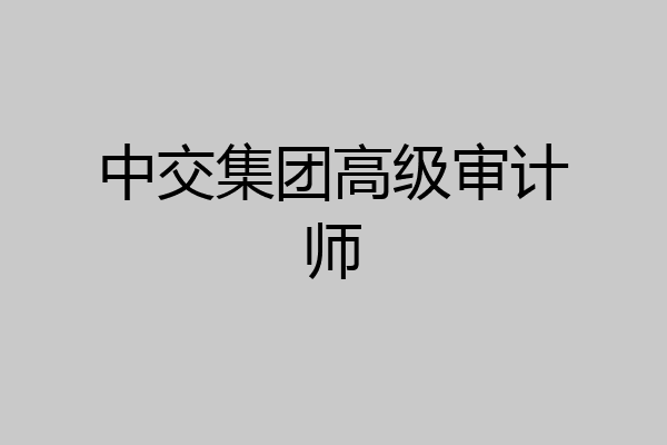 中交集团高级审计师