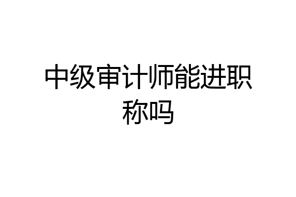 中级审计师能进职称吗