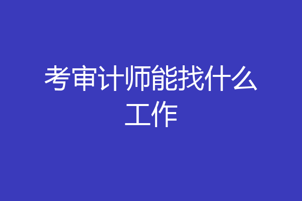 考审计师能找什么工作