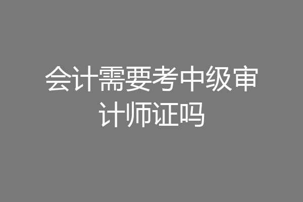 会计需要考中级审计师证吗