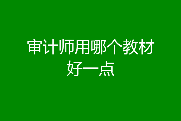 审计师用哪个教材好一点