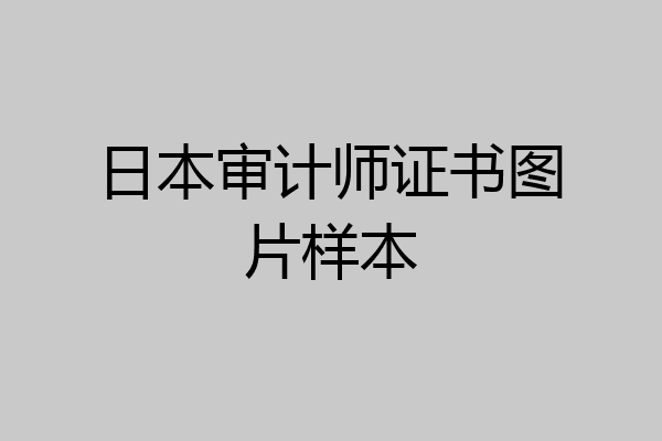 日本审计师证书图片样本