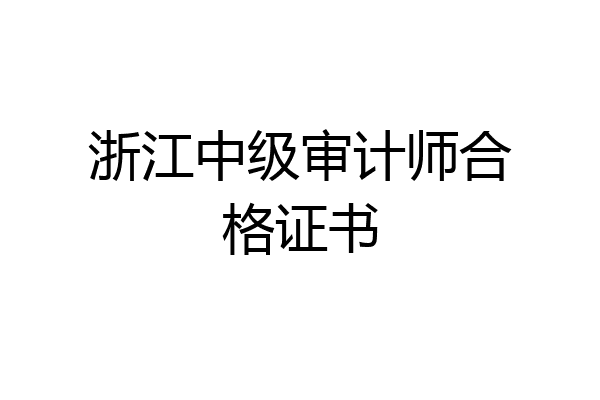 浙江中级审计师合格证书