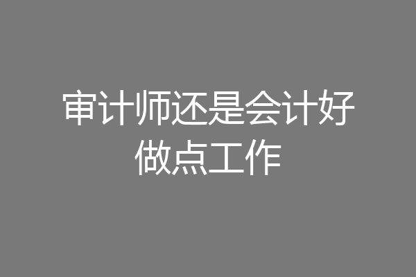 审计师还是会计好做点工作