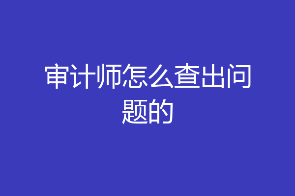 审计师怎么查出问题的
